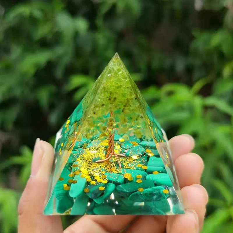 50Mm Crystals Orgone Pyramid Energy Generator Natural Peridot Reiki Chakra Meditation