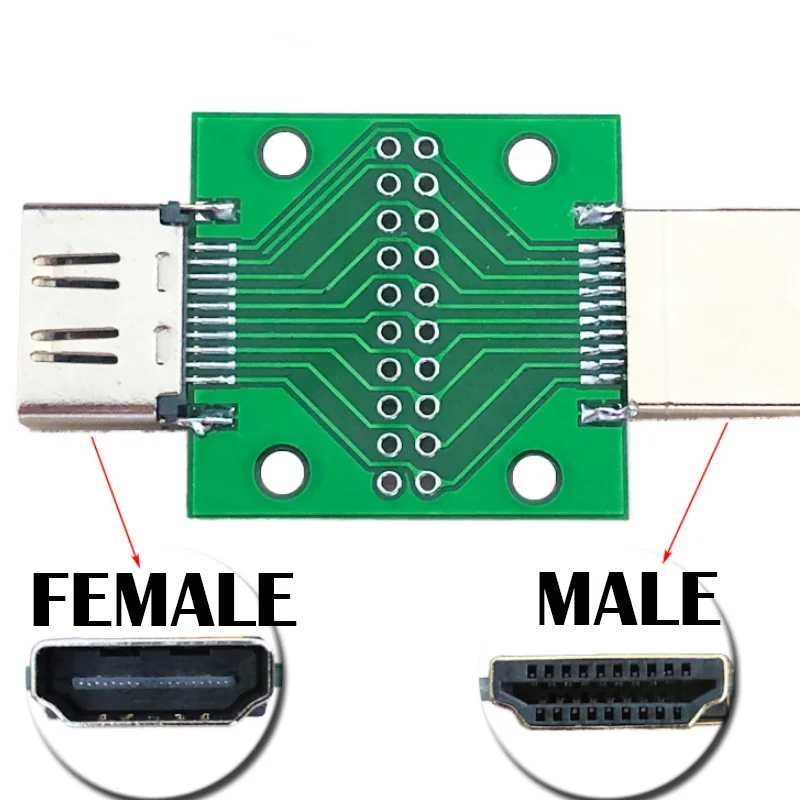 HDMI Type A Clamp-on M/F & M/M & F/F to 2.54mm DIP HD Interface Test & Adapter Board 19P/20PIN
