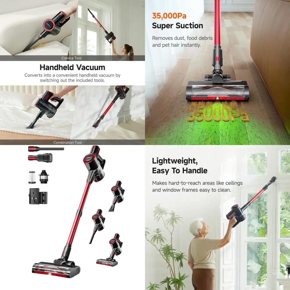

All-in-One Cordless Vacuum: 50 Min Runtime, 35Kpa Suction, Pet Hair & Carpet Cleaner for Home