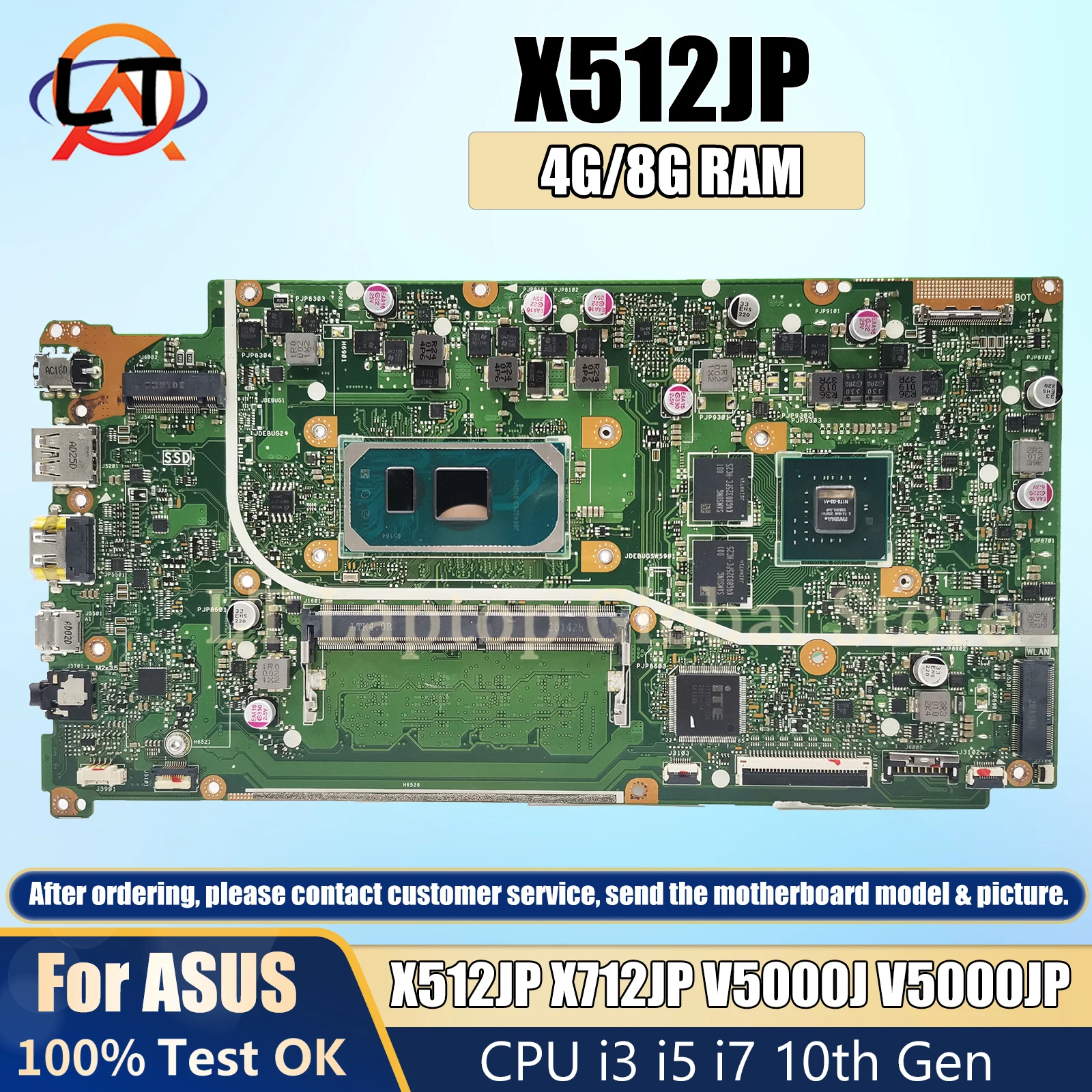 placa principal de laptop x512jp suporte asus vivobook x712jp v5000j x512ja x512j v5000jp pc placa mae com cpu i3 i5 i7 10 4g 8g ram 01