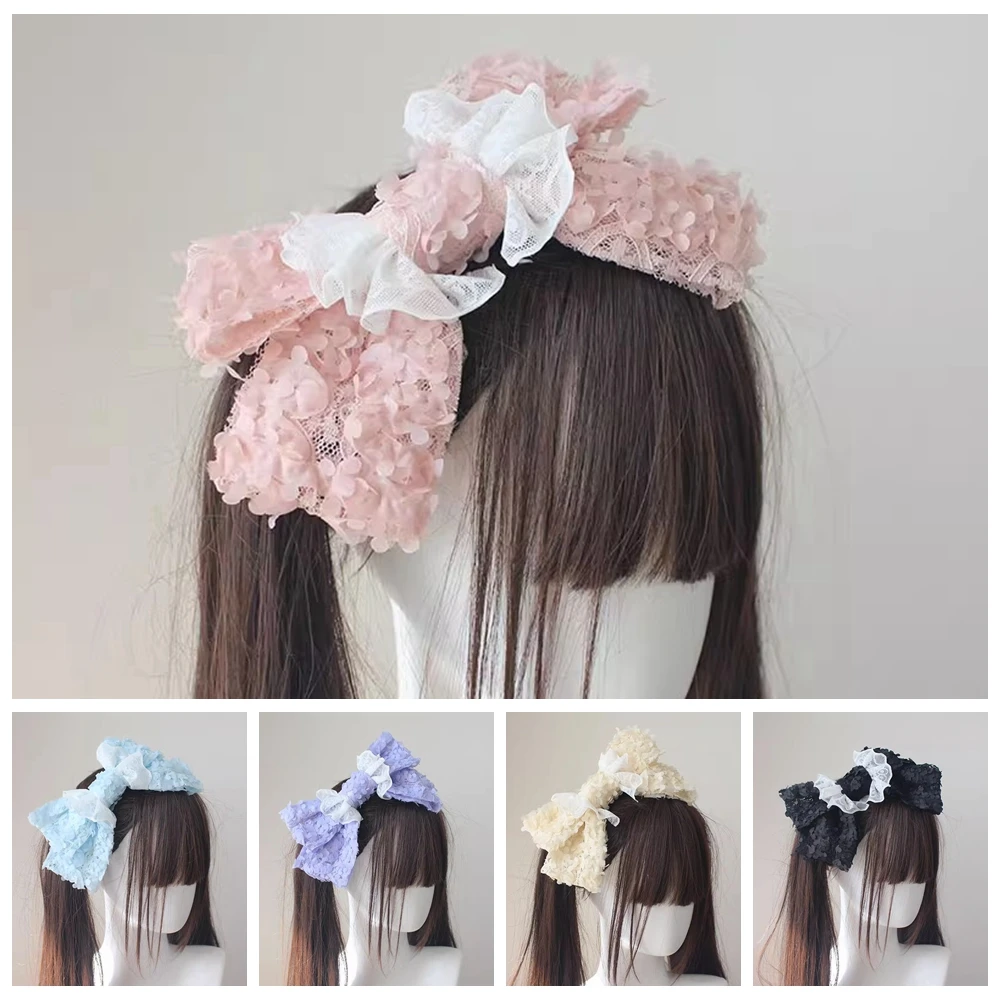 

Women Lolita Lace Big Bow Hair Clip Top Head Headpiece Princess Lolita Hair Accessories