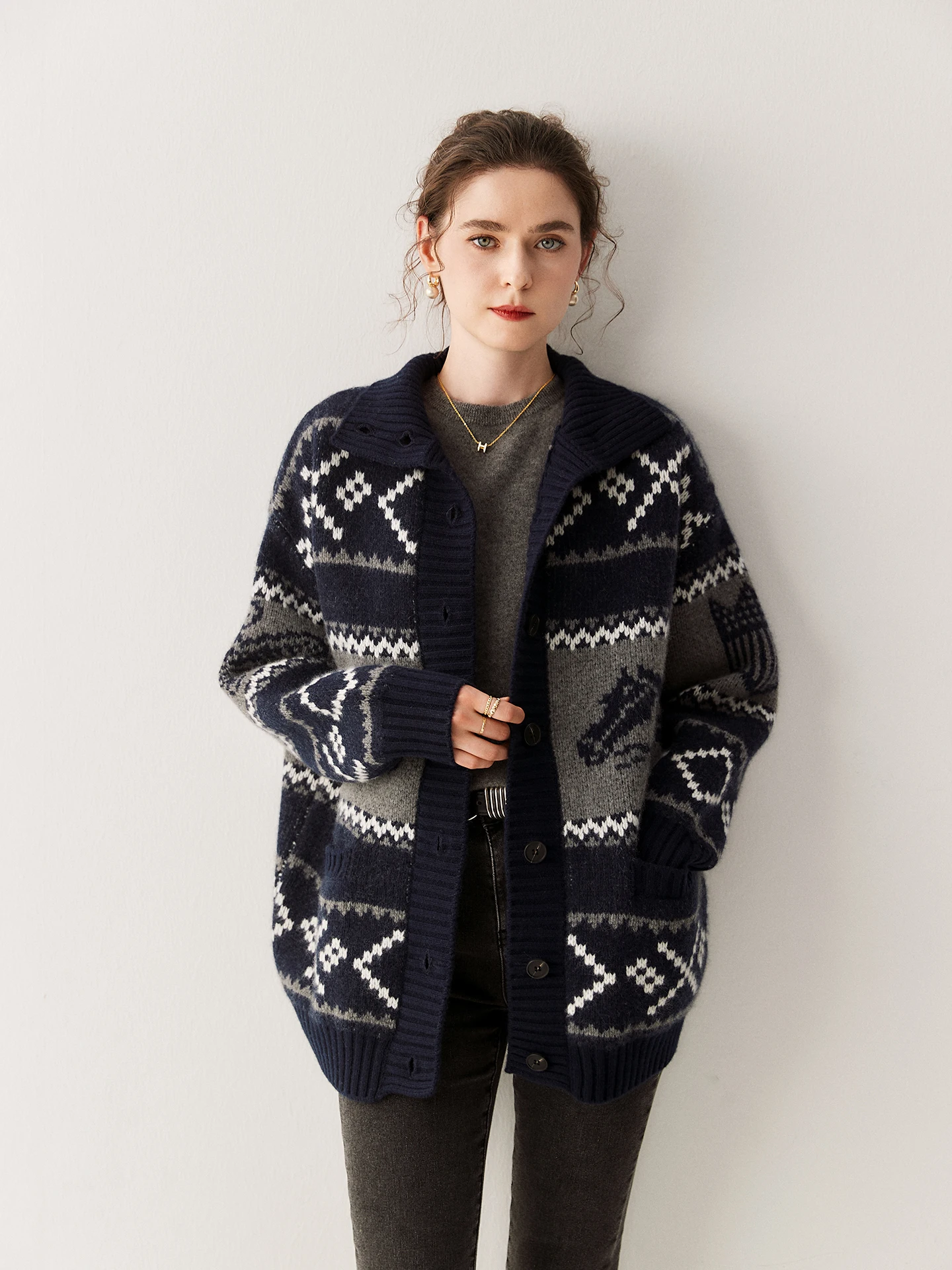 

Thick Casual Loose Sweater 100% Cashmere Women's Turtleneck Cardigan Autumn Winter Elegant Comfort Warm Soft Chic Clothing Tops