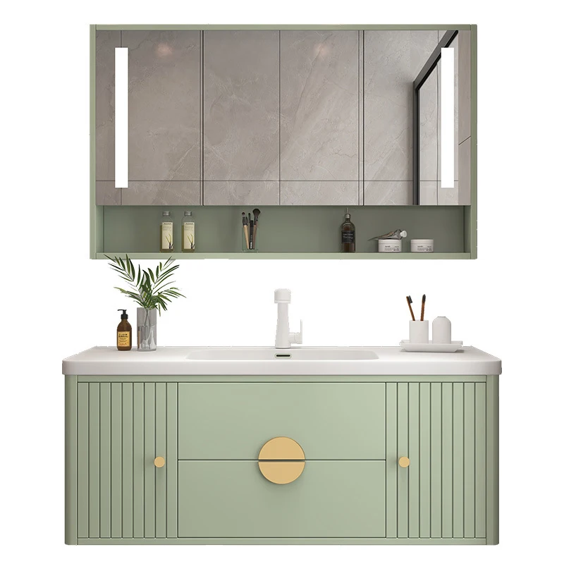 Popular Design Plywood Waterproof Modern Luxury Hotel Wall Mount Bathroom Vanity With Smart Led Bathroom Mirrorpromote sales