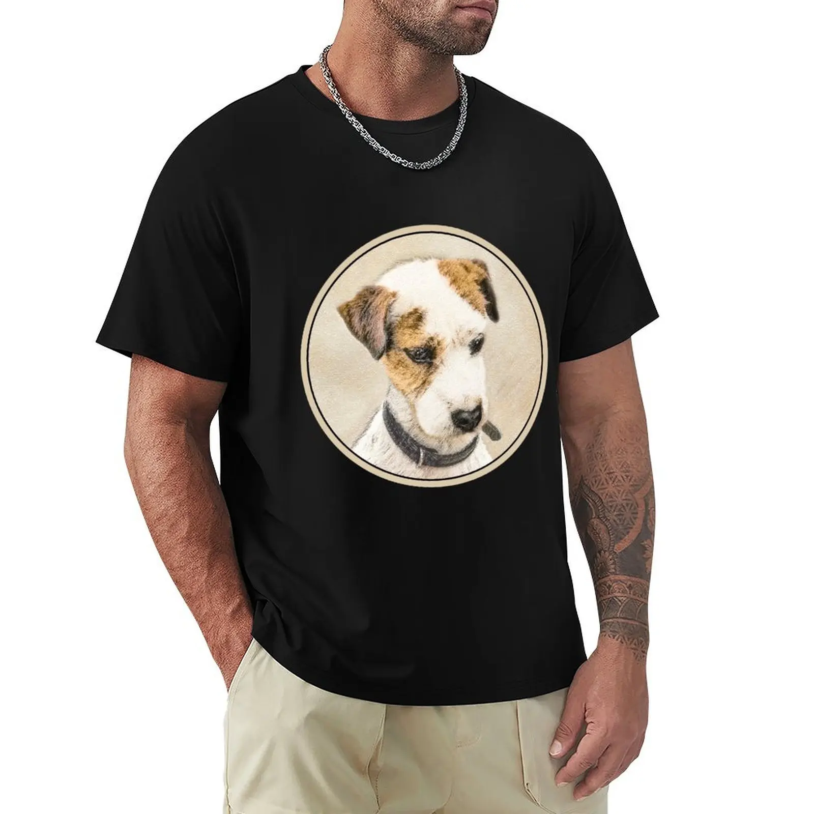 Parson Jack Russell Terrier T-Shirt Large Size Casual Short Sleeve Top