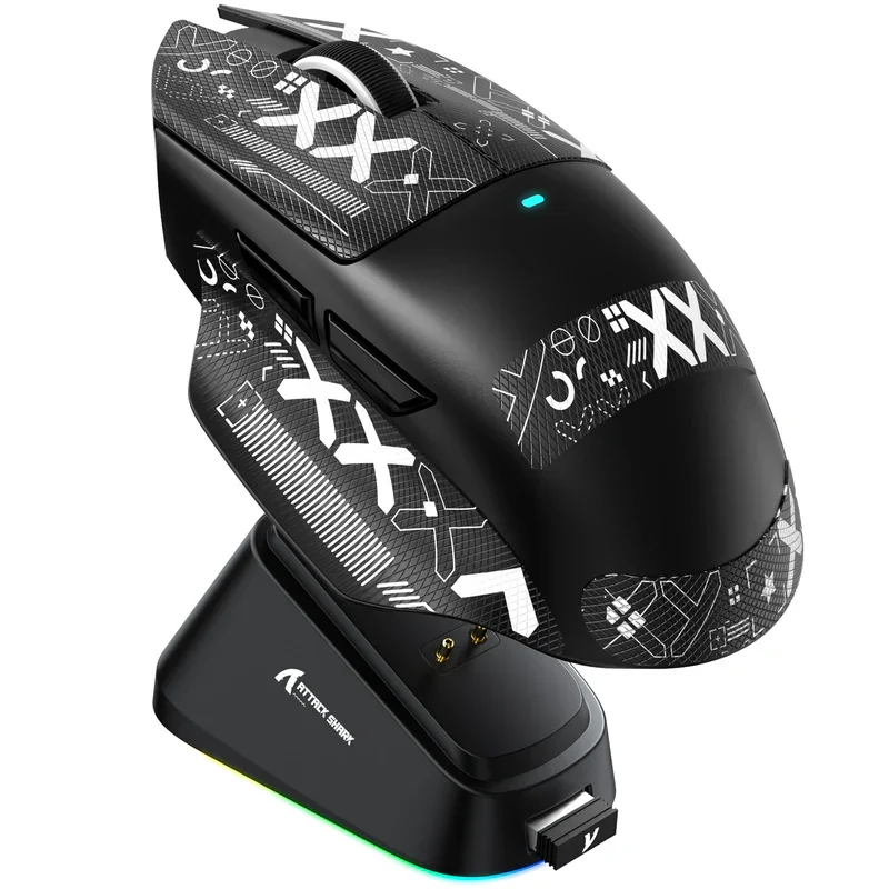 ATTACK SHARK V6 25000DPI Wireless Mouse,Bluetooth Tri-Mode Connection,Touch Magnetic Charging Base, Macro Gaming Mouse