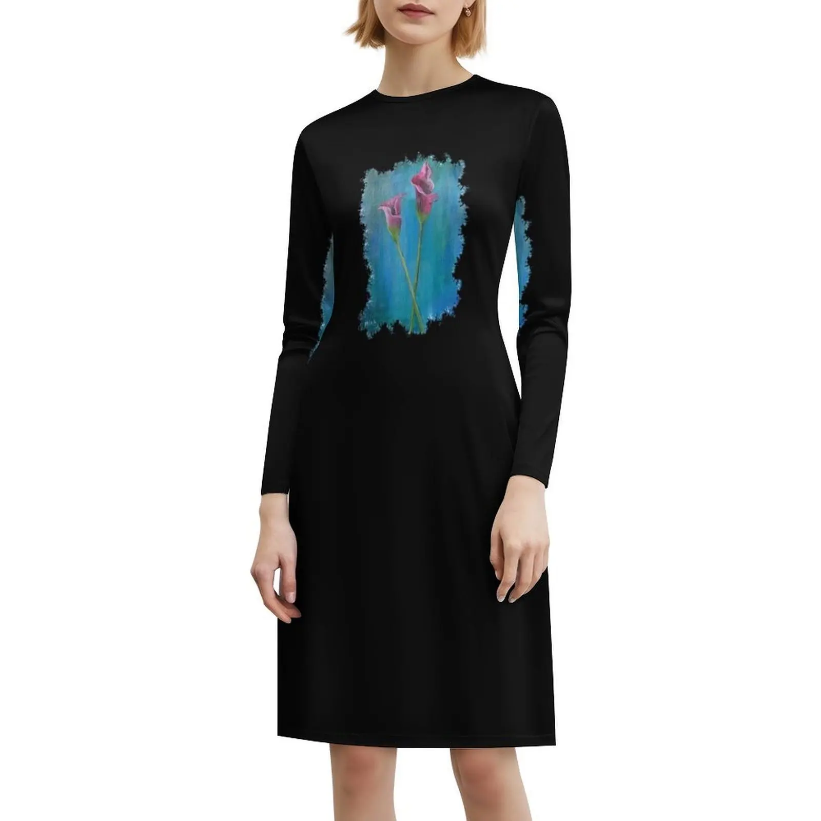 زنابق كالا الجميلة: أناقة على كل جذع فستان هيب هوب نسائي ملابس الشارع مطبوع عليه رسومات جرافيكية للحفلات والنوادي باللون الأرجواني كالا #6