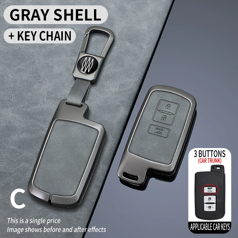 Metal+Leather Car Key Case Cover For Toyota Auris Camry RAV4 Avalon Yaris Verso 2012 2013 2014 2015 2016 2017 2018 Key Accessory view 6