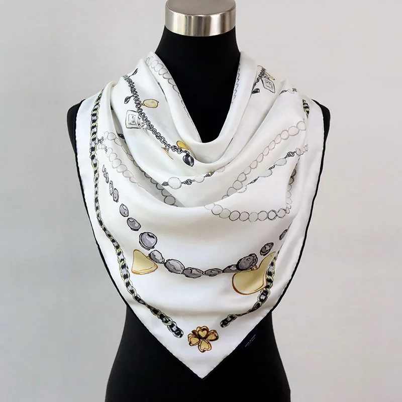 

Heavy 100% Silk Scarf Shawl Womens Elegant Silk Neckerchief Foulard Large Square Head Scarves Hijab for Hair Wrapping 88x88CM