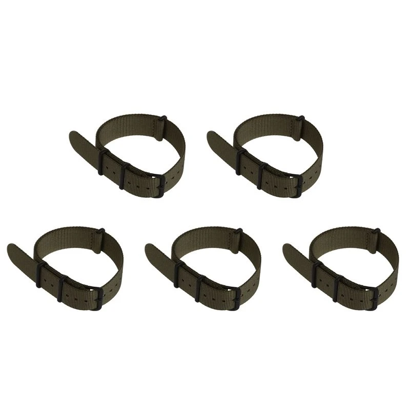 5Pcs 20Mm Army Green Nylon Fabric Outdoor Sport Watch Band Strap Fits TIMEX WEEKENDER WB2034 Eco-Friendly