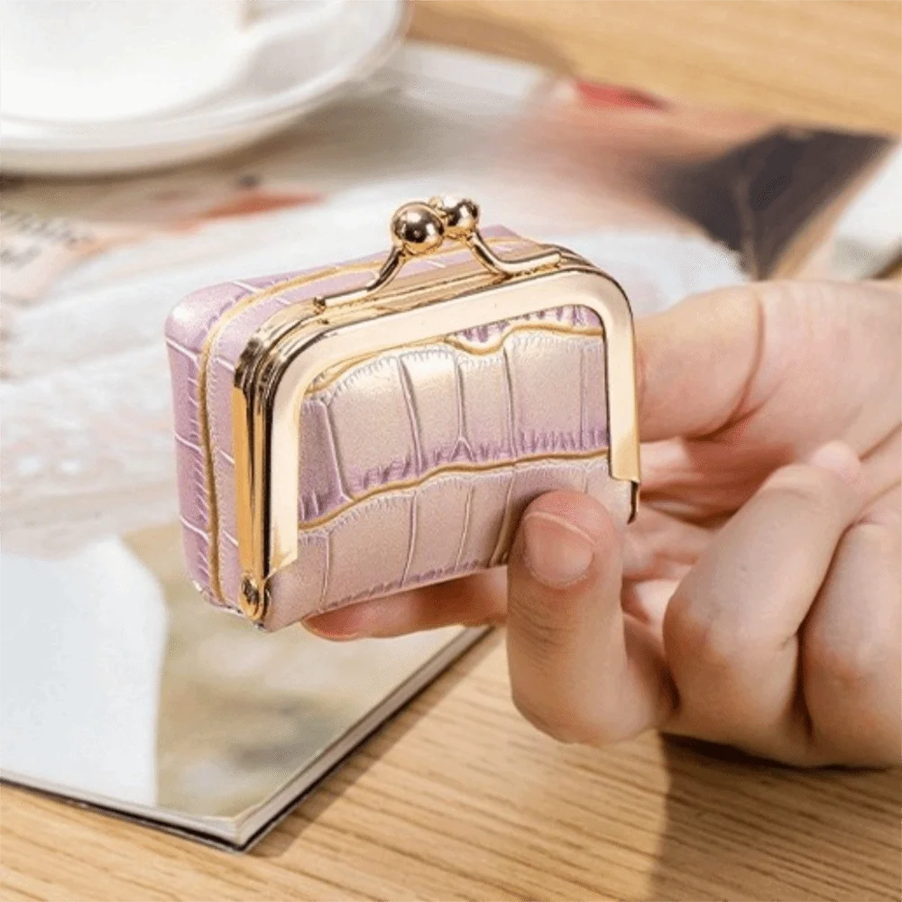 

Милый кошелек-монетница с узором крокодила, на кнопке, из натуральной кожи, однотонный, для украшений, квадратный, миниатюрный, для хранения мелочей