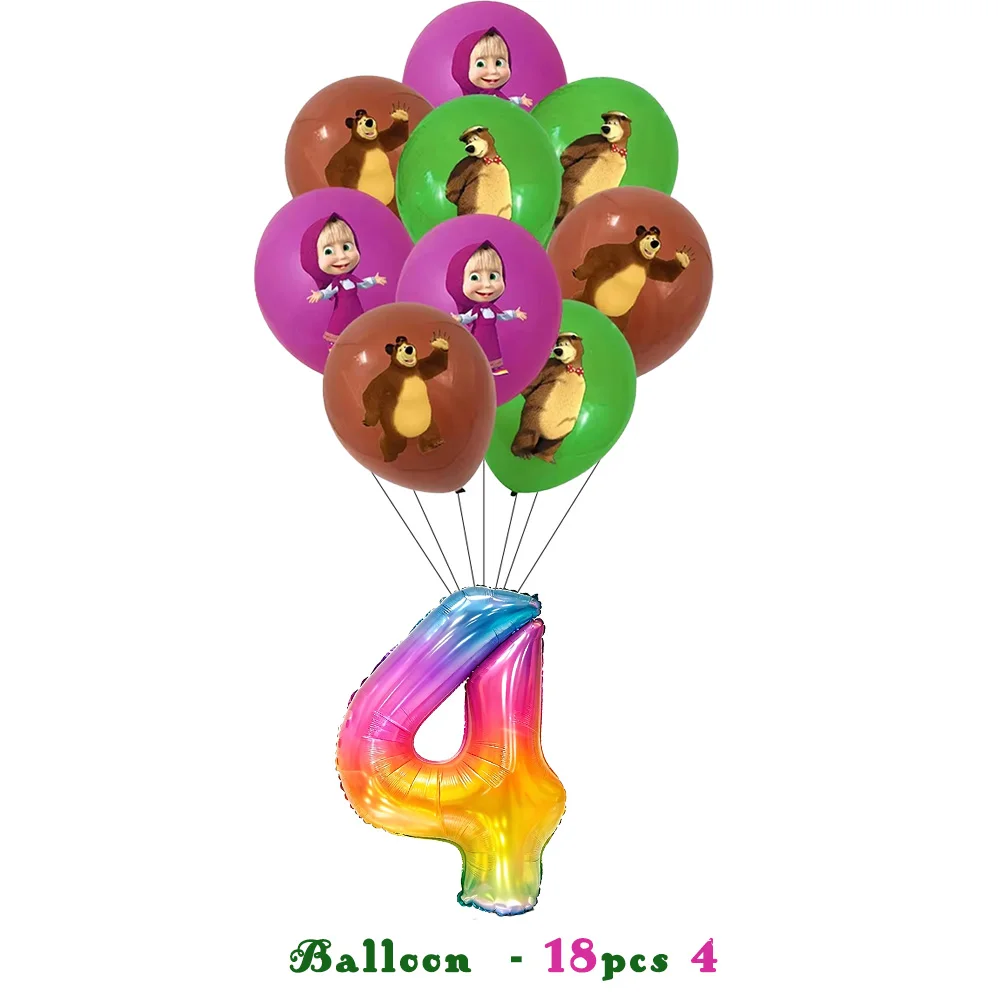 Mascha und der Bär Geburtstagsparty Banner Luftballons Teller Becher Servietten Tischdecke Mädchen Cartoon Partyzubehör Dekoration Babyparty – Detail 26