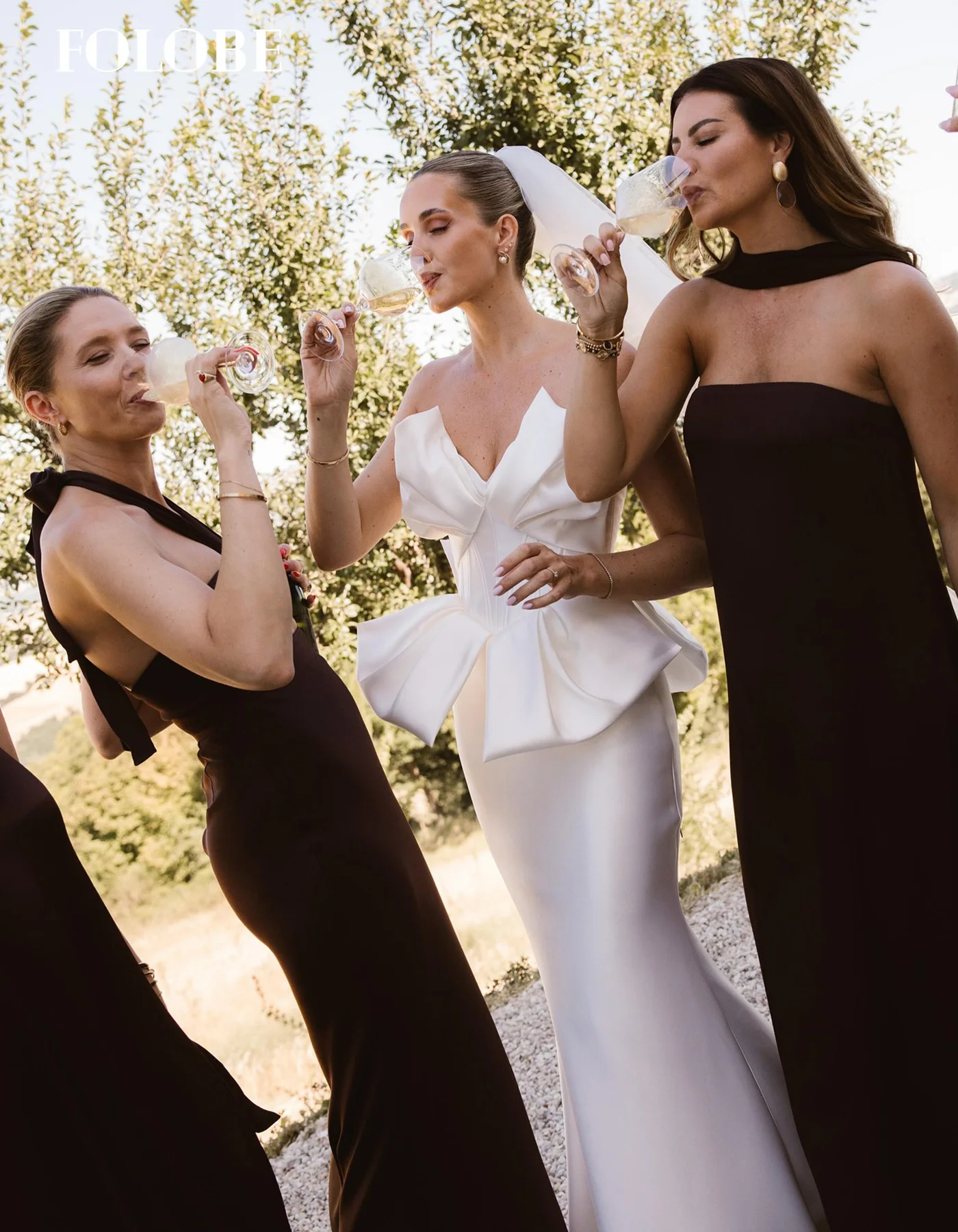 FOLOBE Bow sirène avec tache brillante robes de mariée plissées balayage Train robe de mariée vestidos de noche personnalisé