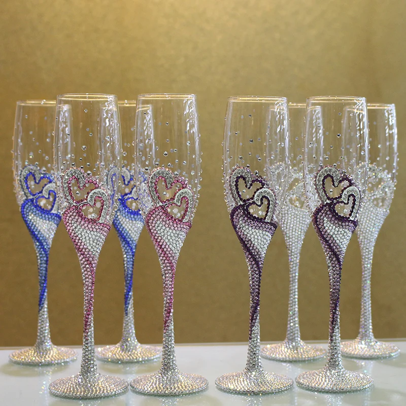 European high-end color small red wine cup wedding ceremony bride's creative tall champagne cup wedding gift