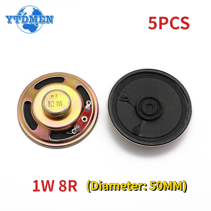 5PCS Speaker 1W 8R Ultra-thin Acoustic Loudspeaker 8 Ohm 1W Diameter 50MM Speakers 5CM, for Arduino Diy Electronic Kit