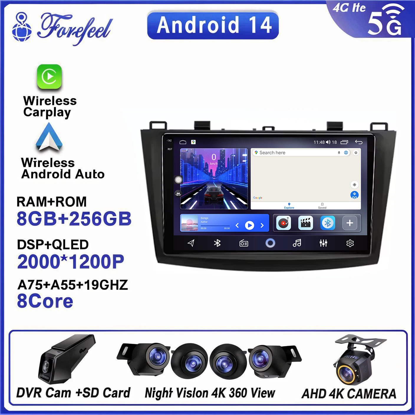 

Android 14 For Mazda 3 2009 2010 2011 2012 2013 Screen Multimedia Autoradio Navigation Stereo DVD Auto Radio Video Player GPS BT