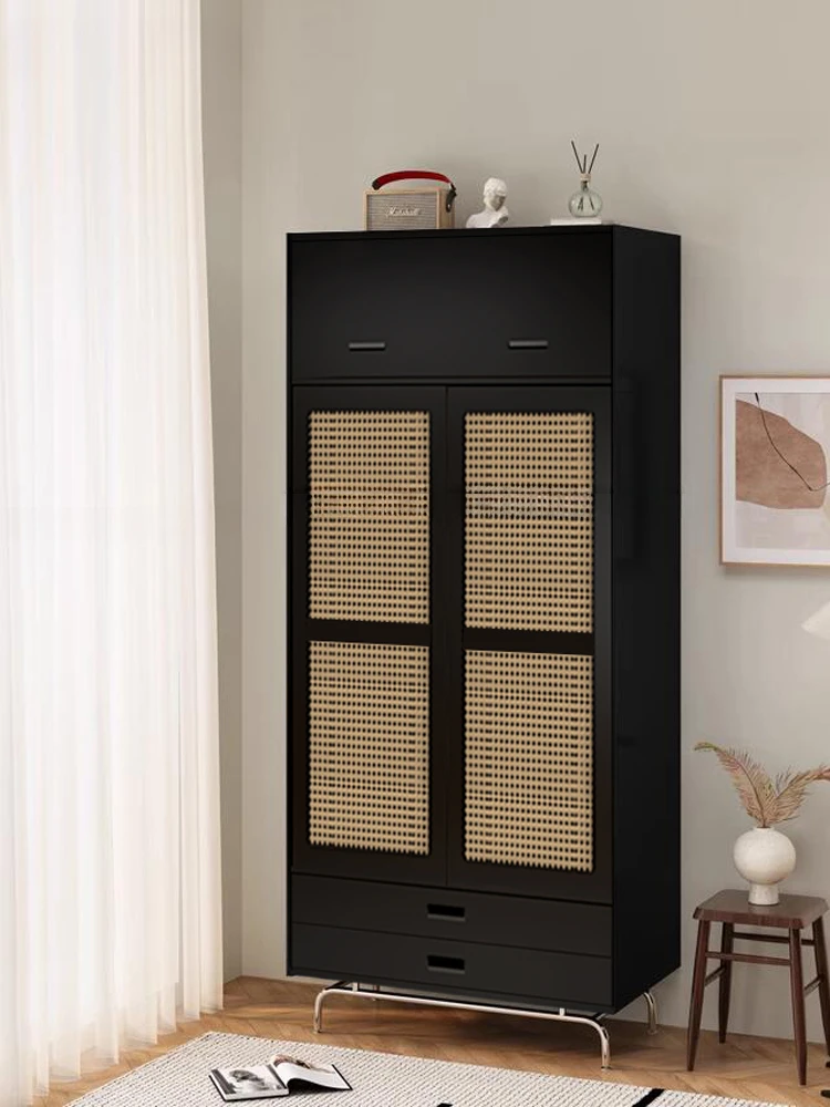 Vine Weaving Vintage Wardrobe Bedroom Black Storage Small Unit Homestay Household Door Storage