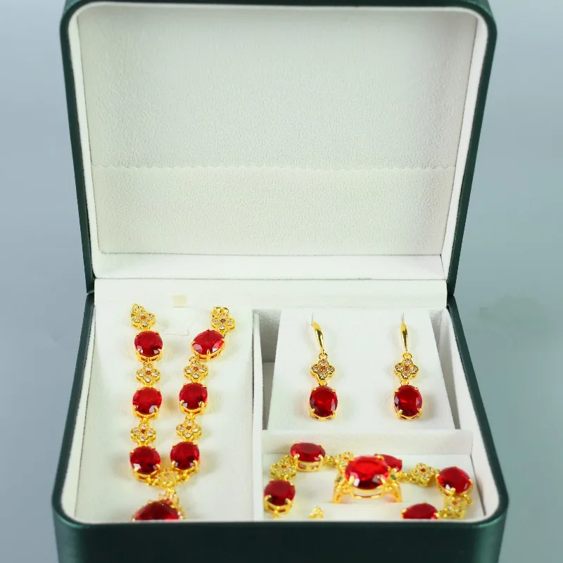 

Natural High Ice Finished Red Beauty Seiko Polished Three-piece Set, Women's Versatile Set