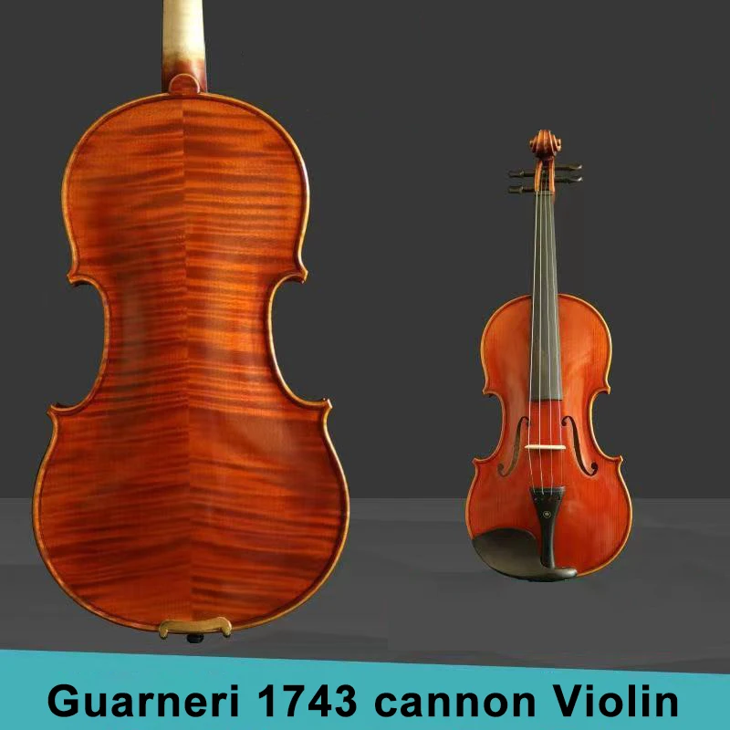 Strong sound! Guarneri 1743 cannon Violin 4/4 Italian retro Oil Varnish red orange Violino professional instrument with box Bow