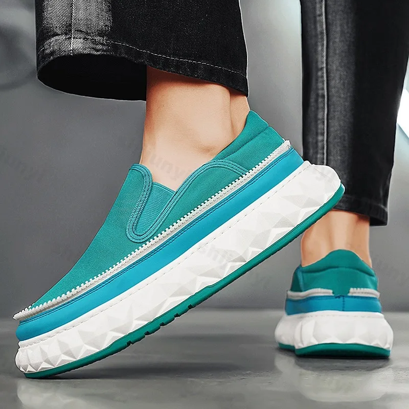 

Новая повседневная обувь на толстой подошве, мужские летние кроссовки 2025 года, новые модные трендовые нишевые парусиновые дышащие удобные кроссовки на платформе