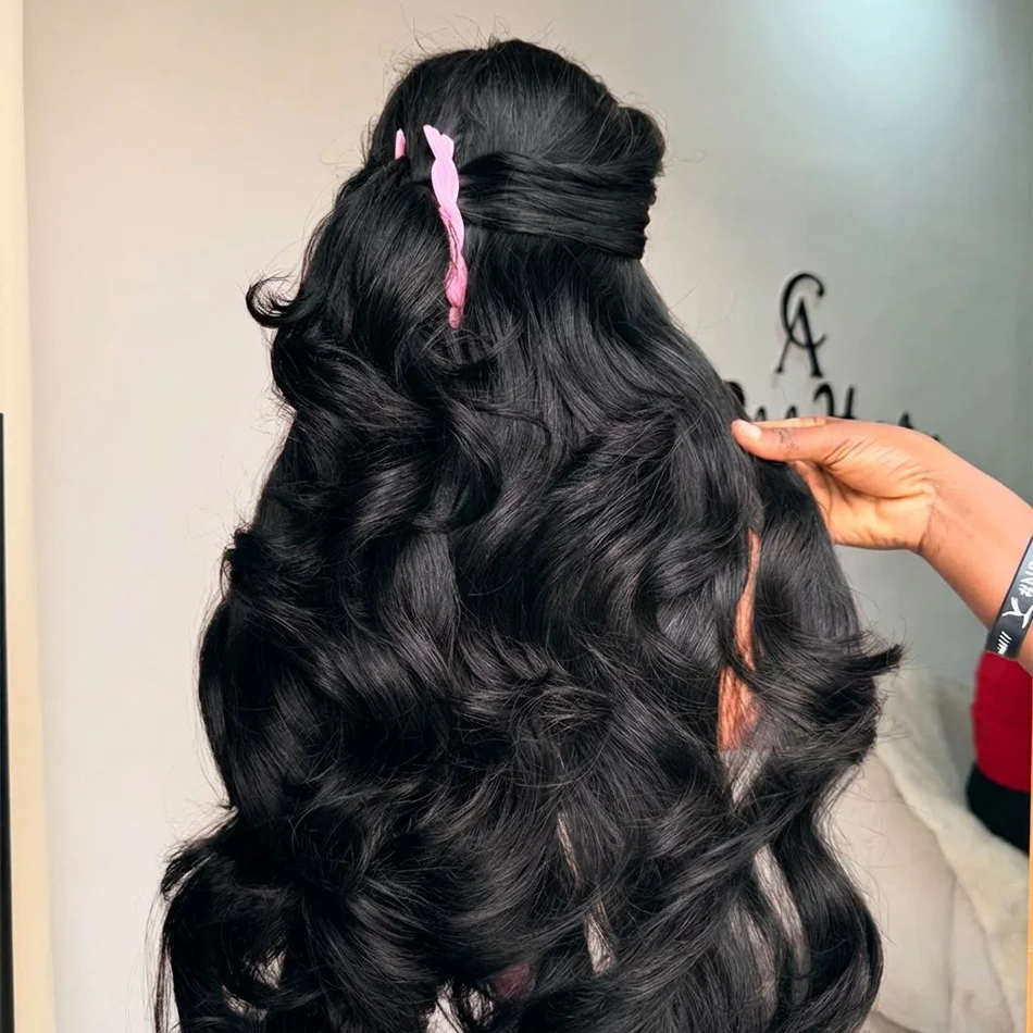 

Парик из натуральных волос Body Wave, плотность 250, 40-42 дюйма, 13x4, 13x6, с кружевной передней частью, предварительно снятая линия роста волос, с детским волосом, для женщин