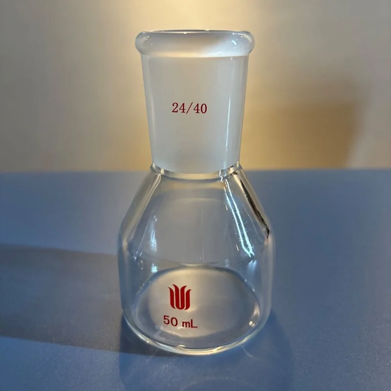 SYNTHWARE Bottle shaped reaction bottle with grinding joint 24/40, Capacity 50mL 125mL 250mL, Borosilicate glass, N14