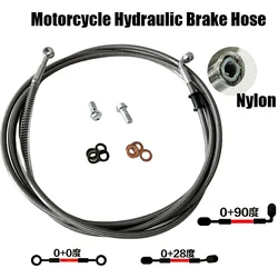 10~500CM Brake Clutch Hose Hydraulic DOT Line Cable 10mm Banjo for Suzuki Kawasaki Yamaha Pipe Line Braided Oil Hose 0°~28°~90°