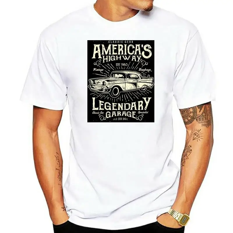 America's Highway Legende Vintage Roadrunner Street Old Car  New Short Sleeve Men Men 2022 Summer Round Neck Men'S T Shirt