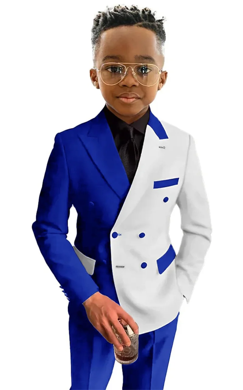 Weißer roter Jungenanzug, 2-teiliges Set, Perlen-Hochzeits-Smoking für Kinder, Jacke, Hose, 2–16 Jahre alt, formelle Bräutigam-Anpassung