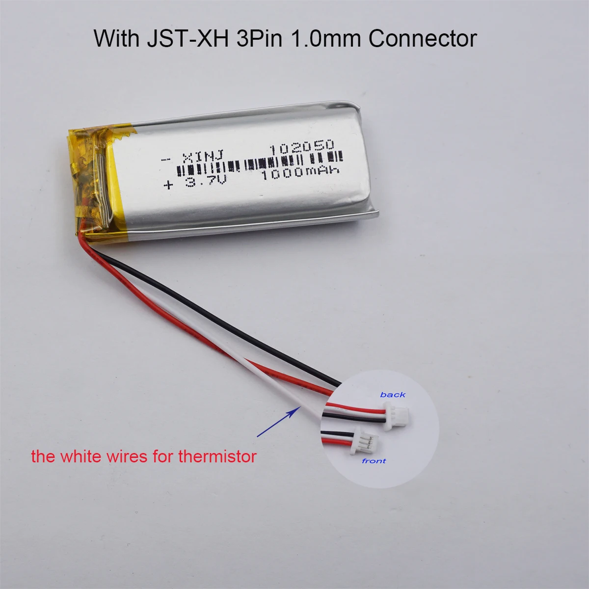 بطارية ليثيوم بوليمر 3.7 فولت 1000 مللي أمبير 3.7 وات في الساعة 3 أسلاك 102050   JST 3Pin 1.0 1.25 1.5 2.54 ملم لمكبر صوت بلوتوث DashCam GPS