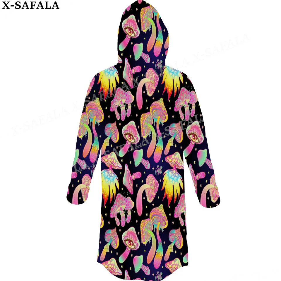 

Natural Psychedelic Mushroom Eyes Trippy Thick Warm Hooded Cloak Men Overcoat Coat Windproof Fleece Cape Robe Hooded Blanket-2