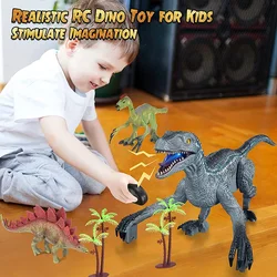 Electric Remote Control Dinosaur Velociraptor Toys Robot RC Toy Simulated Walking Swing Remote Control  for Kids Birthday Gifts