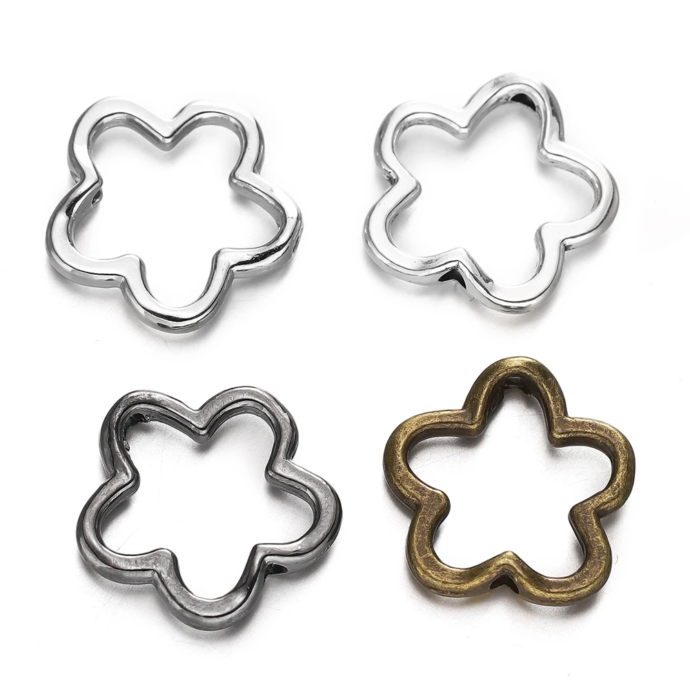 

10pcs/lot 15x15mm Cute Hollow Flower Charms Connector Pendant Fit DIY Handmade Metal Alloy Jewelry Making Supplies