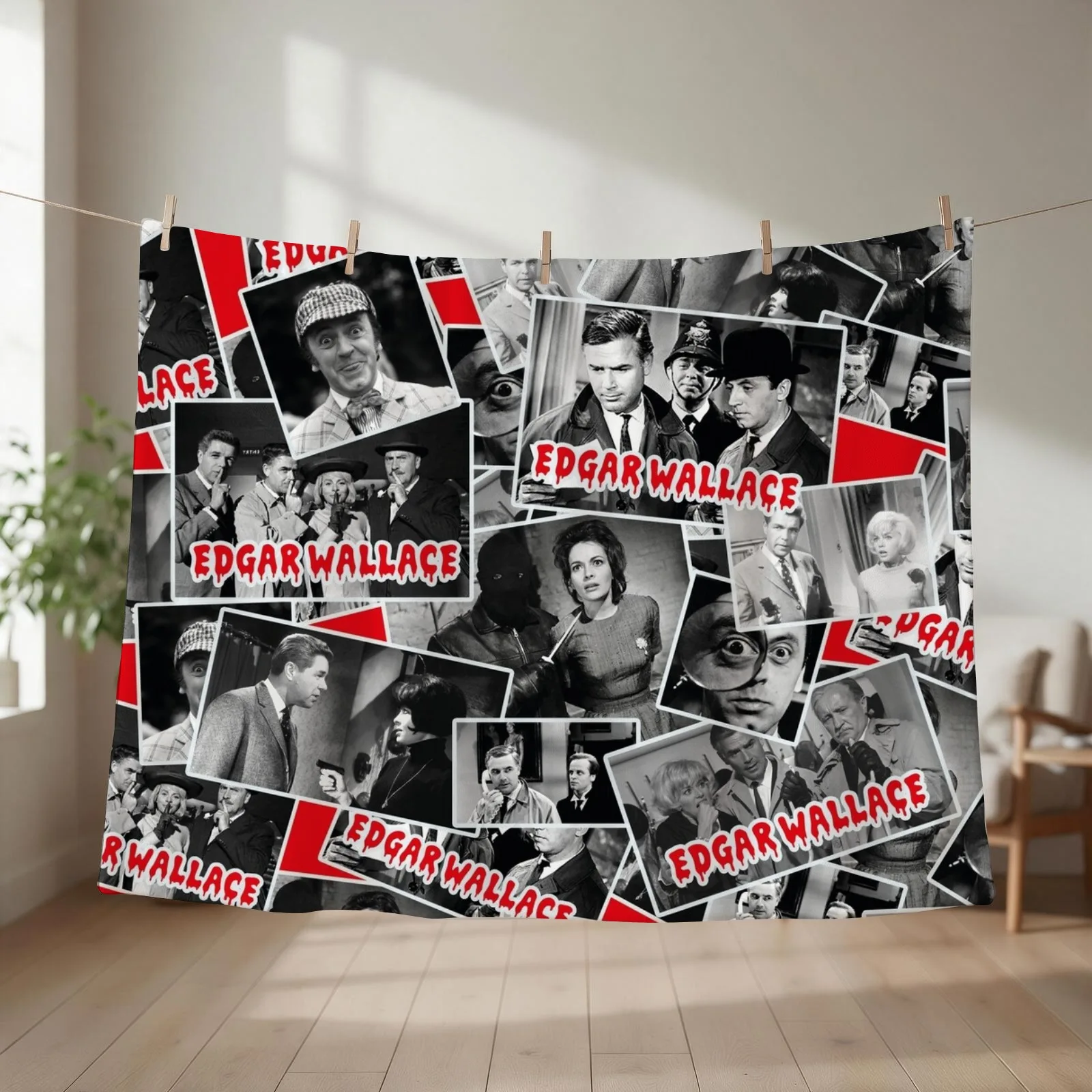 Edgar Wallace, Movies, 50's, 60's Throw Blanket couch cozy soft plush fuzzy picnic outdoor blanket
