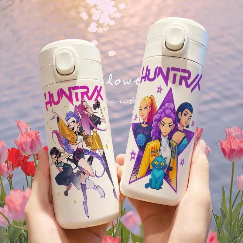 KPop Demon Hunters Cartoon Anime Rumi Mira Zoey Thermosbeker voor meisjes, modieuze schattige draagbare waterfles met grote capaciteit