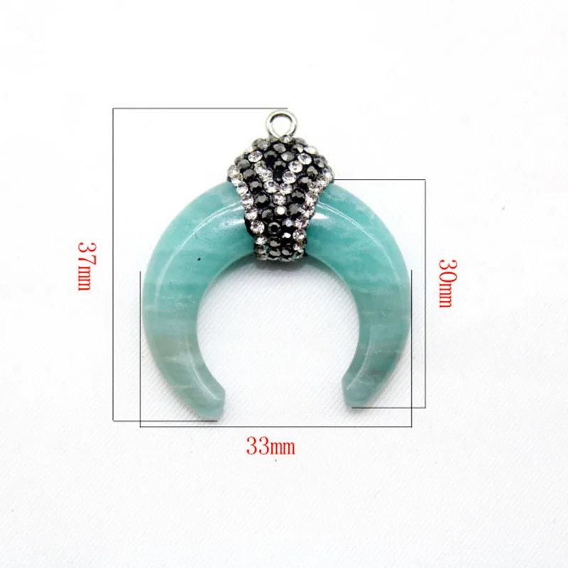 Natural Stone Amazonite Pendant lapis lazuli obsidian Blue Moon Pendants  DIY Make Jewelry Necklace Earring Accessories for Wome