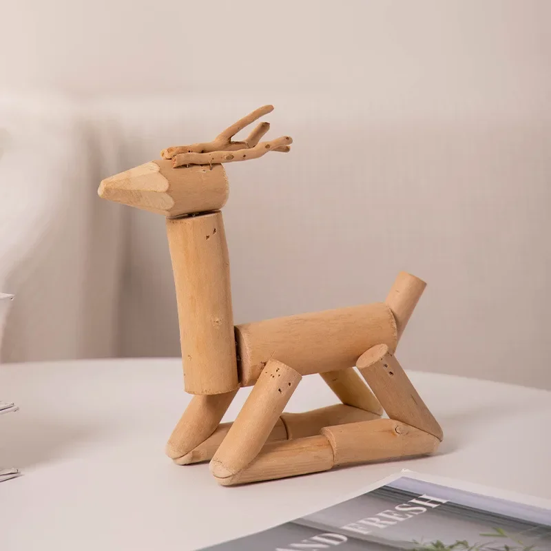 Handmade wooden deer ornaments, home decorations, wine cabinets, TV cabinets, crafts, creative gifts