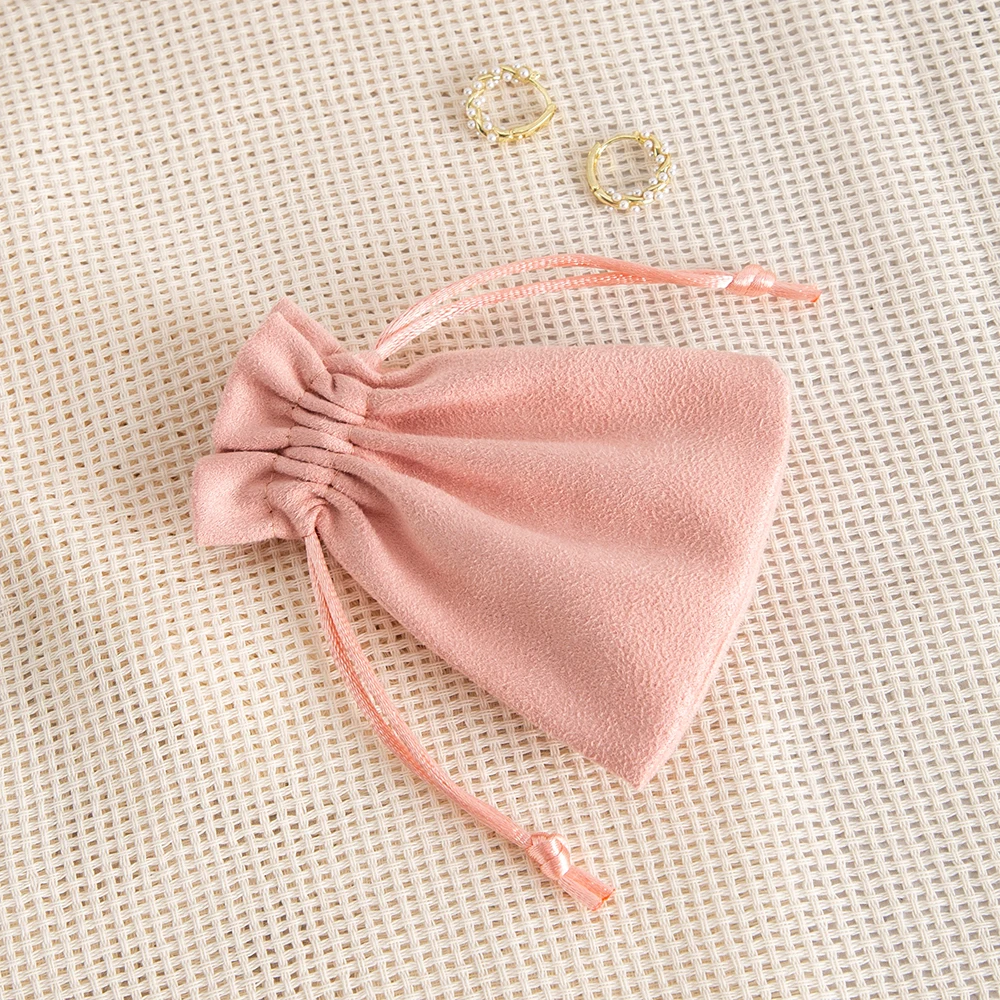 10pcs Navy Flannel Jewelry Packaging Bags, Gift Drawstring Pouches