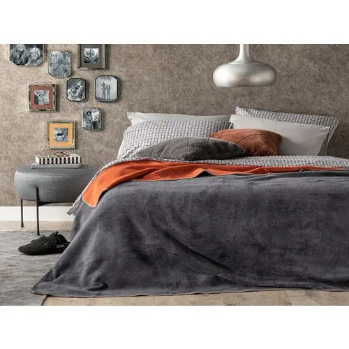 English Home Plain Cotton Single Battanıye 150 X200 cm Anthracite-Orange