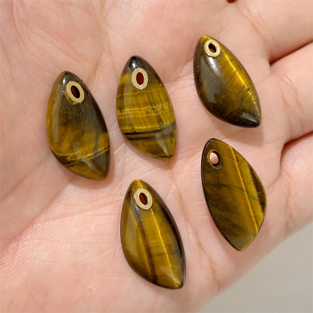 2 قطعة/الوحدة الموضة الطبيعية غير النظامية حجر قلادة جمشت عين النمر اللازورد سحر لصنع المجوهرات عقد دي اي واي أقراط 12x25mm #5