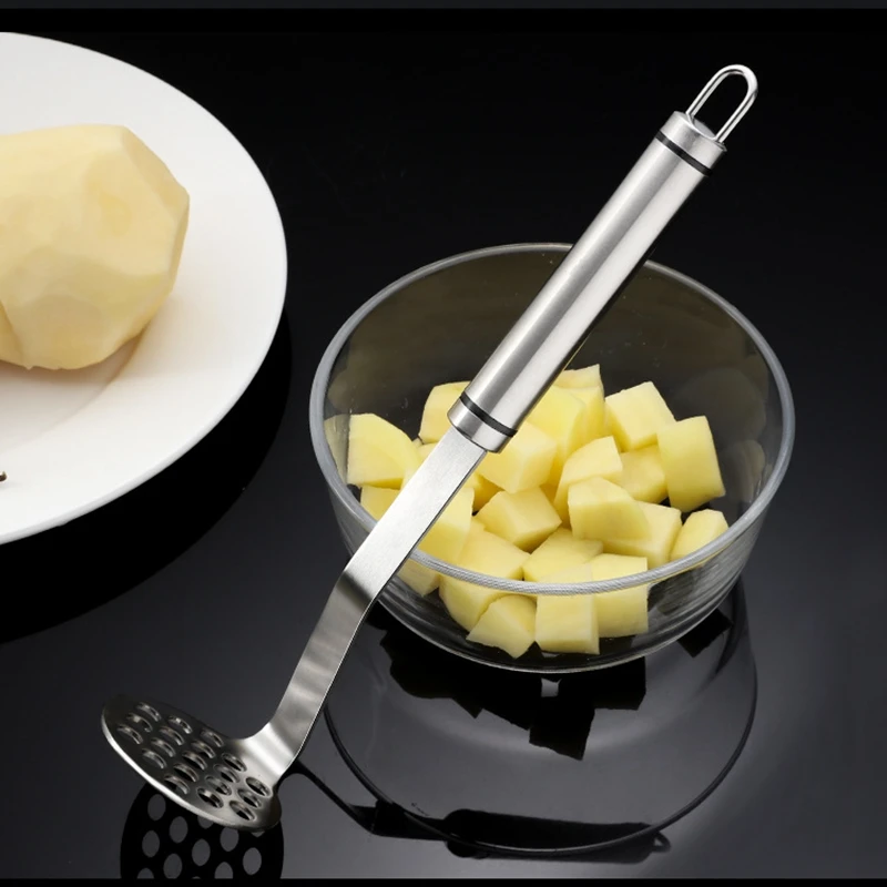 304 Stainless Steel Mashed Potato Fruits Masher Kitchen Gadget Baby Food Supplementary Manual Masher