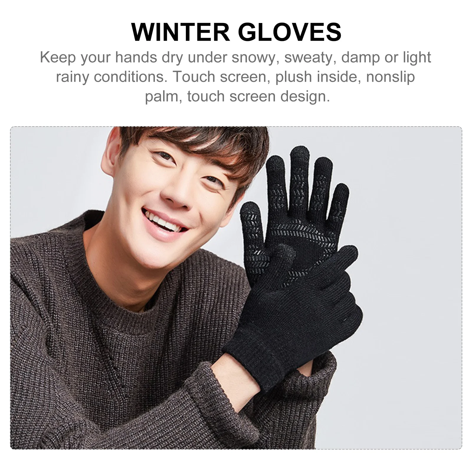 

1 Pair Screen Gloves Winter Outdoor Thickened Non-Slip Driving Cycling Riding Use Stretchy Unisex Gift For Men Women