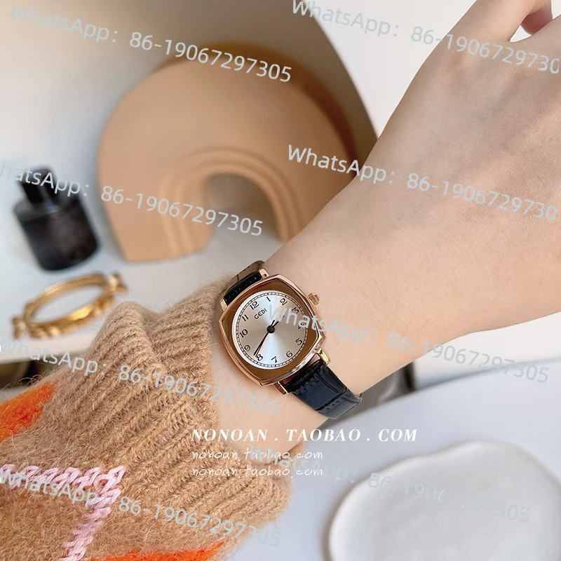 

Женские легкие роскошные нишевые квадратные дизайнерские студенческие женские простые темпераментные кварцевые часы в стиле ретро