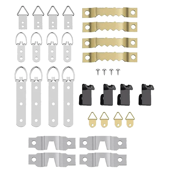 68 Pcs Picture Frame Hanging Hooks for Wall Mount, Photo Hangers Kit, D Ring & Serrated Hooks with Screws