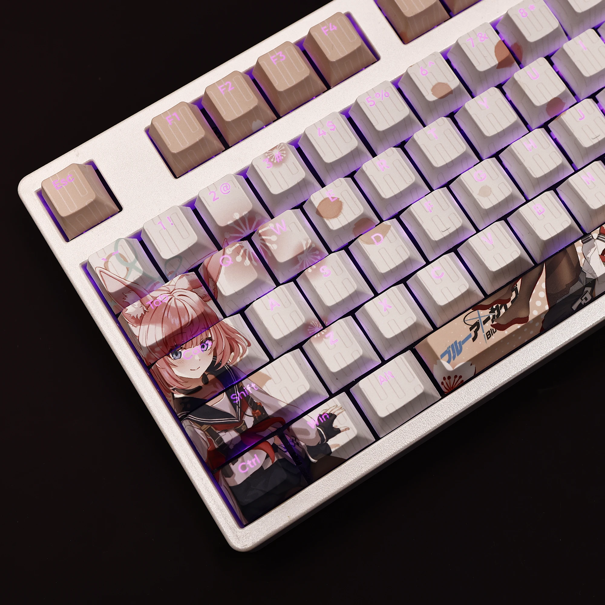 

108Keys/Set Nico Blue Archive PBT Keycaps Anime Games Beauty Girl Key caps Cherry Height for DIY Mechanical Keyboards