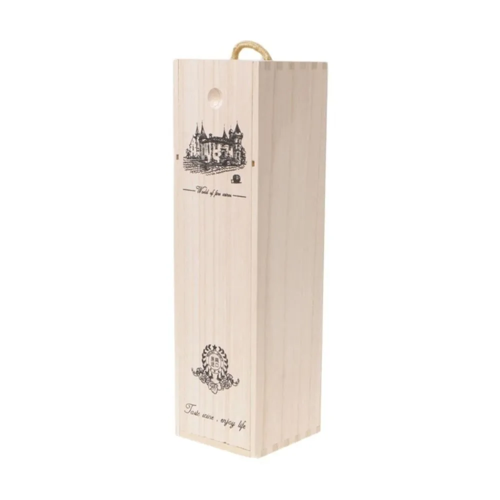 

Creative Drawable Wooden Wine Box Fixed Pallet Sun-proof Red Wine Packing Box with Rope Handle Classic Wine Storage Box Gift