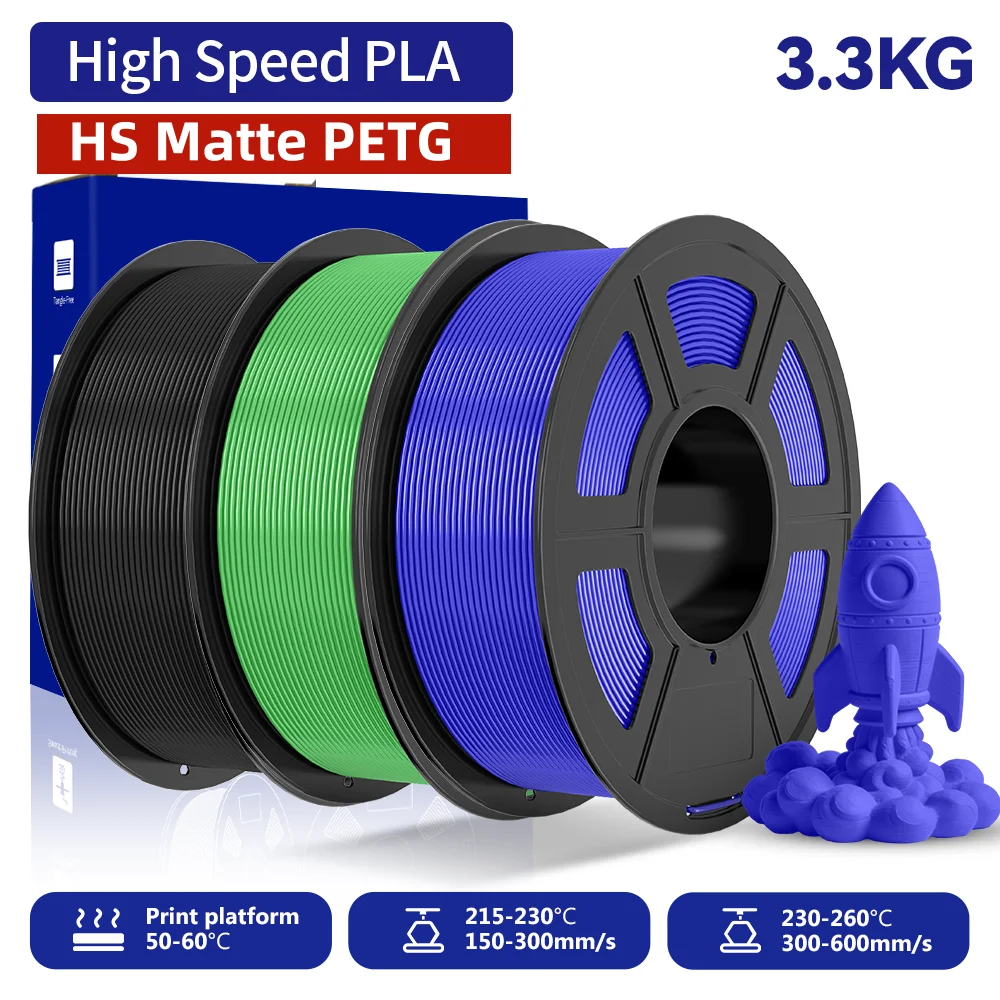 JAYO 3.3KG High Speed PLA / High Speed Matte PETG Filament 1.75mm 30mm/s - 600mm/s Print Range High Flow Speedy PETG 3D Filament