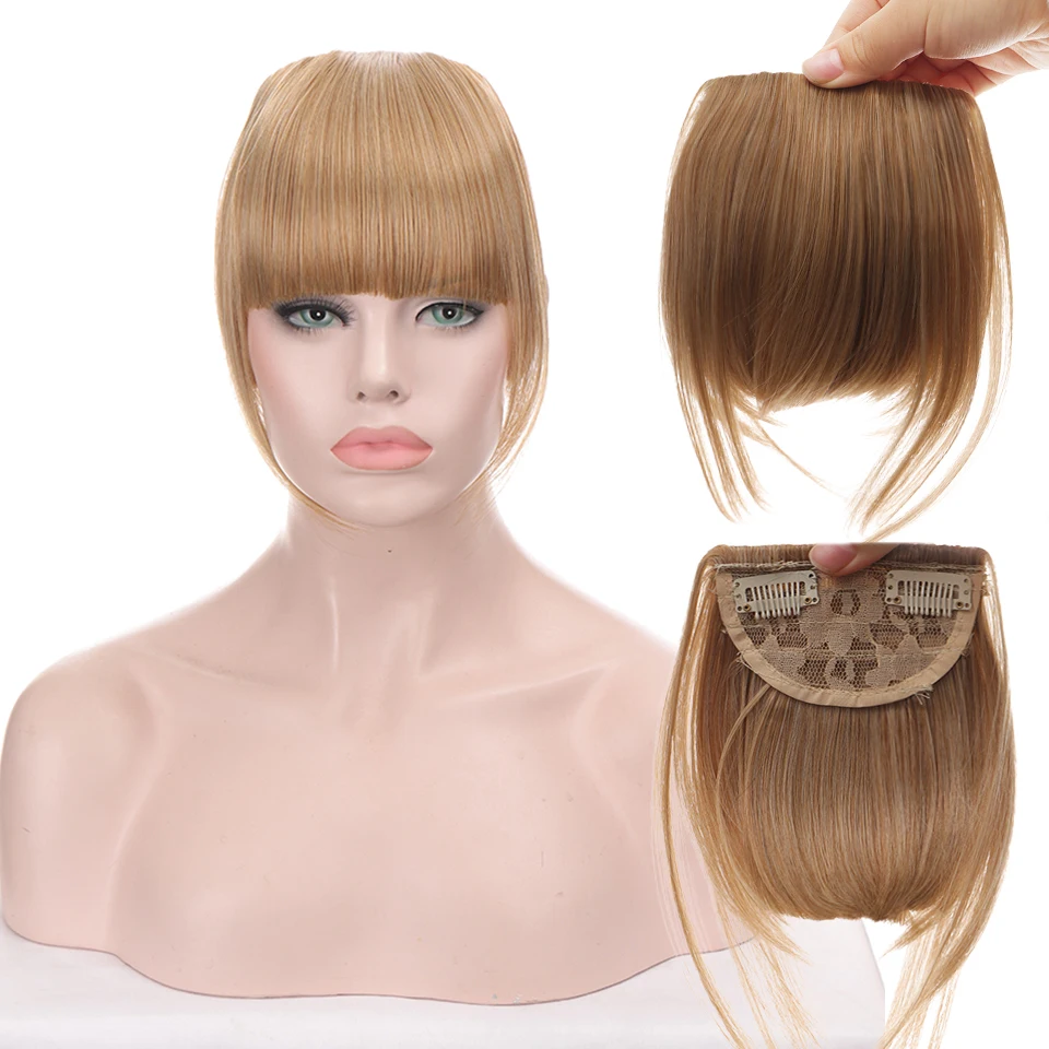 AS Synthetic Bangs Hair Clip In Extensions Natural Fringe Bangs Clip In Front Neat Flat Bang Short Straight Hair piece Bangs