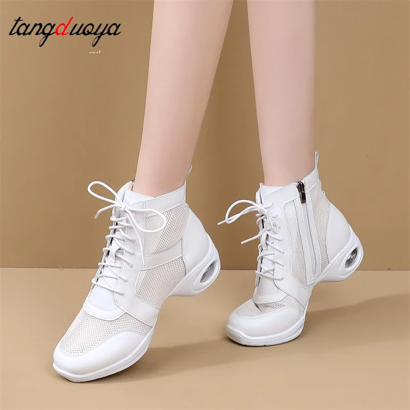 

Modern Dance Shoes Women Boot Hollow Leather Soft Modern Dancing Shoes Woman Square Dance Shoes Boots Sneakers