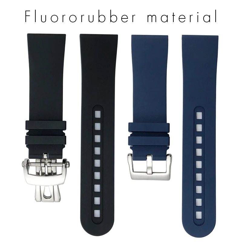 20mm 21mm 22mm FKM Rubber Watchband 23mm for Blancpain Fifty Fathoms 5000 5015 5015 Fluororubber Watch Strap Butterfly Buckle