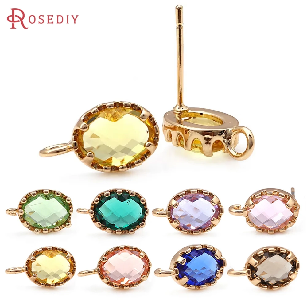 

10PCS 18K Gold Color Brass Grass Oval Stud Earrings Pins Earrings Women's Earrings High Quality Diy Accessories